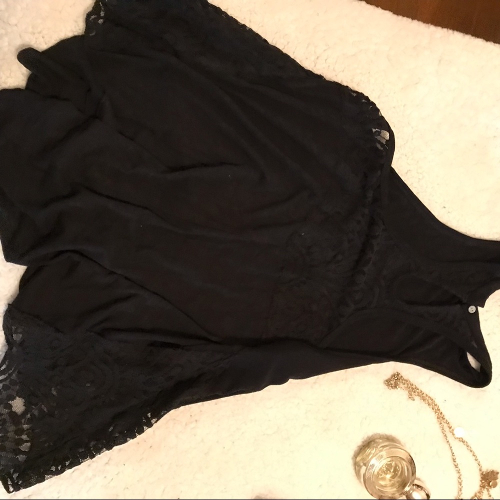 Lace Panel Black Racerback Tank Top - Picture 8 of 8